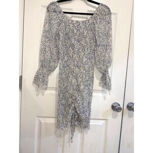 RedBerry Floral Mini Dress‎ Smocked Long Sleeve Cottagecore Dress Size S